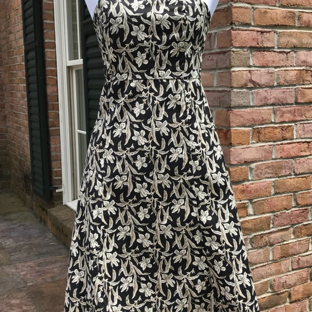 Vintage Gap Y2K Stretch Strapless Floral Dress 4 Fit and Flare